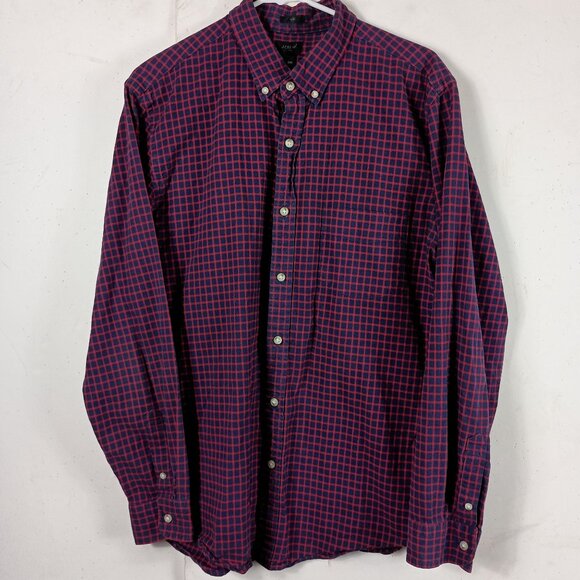 J Crew Slim Oxford Shirt Check Mens L Red Blue Preppy Ivy League Classic - Picture 3 of 8